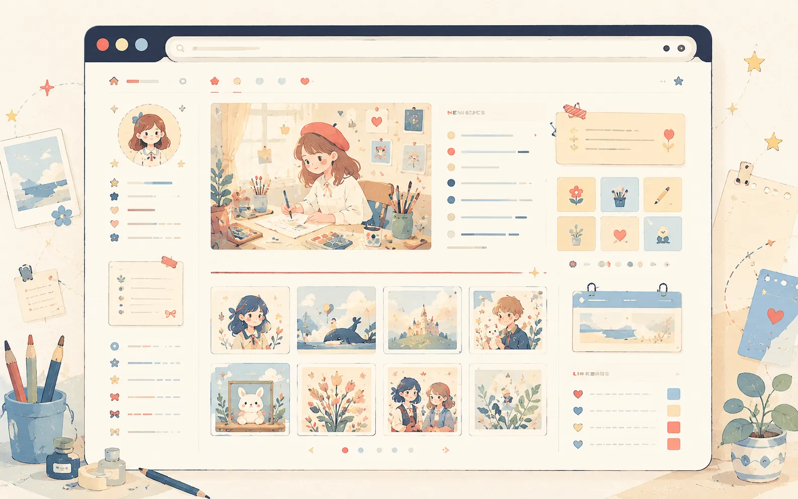 イラストと創作物を紹介する個人サイトのイメージ